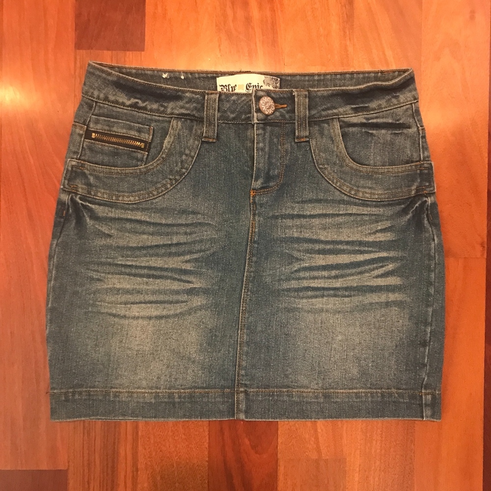 Blue Epic Medium Wash Denim Mini Skirt